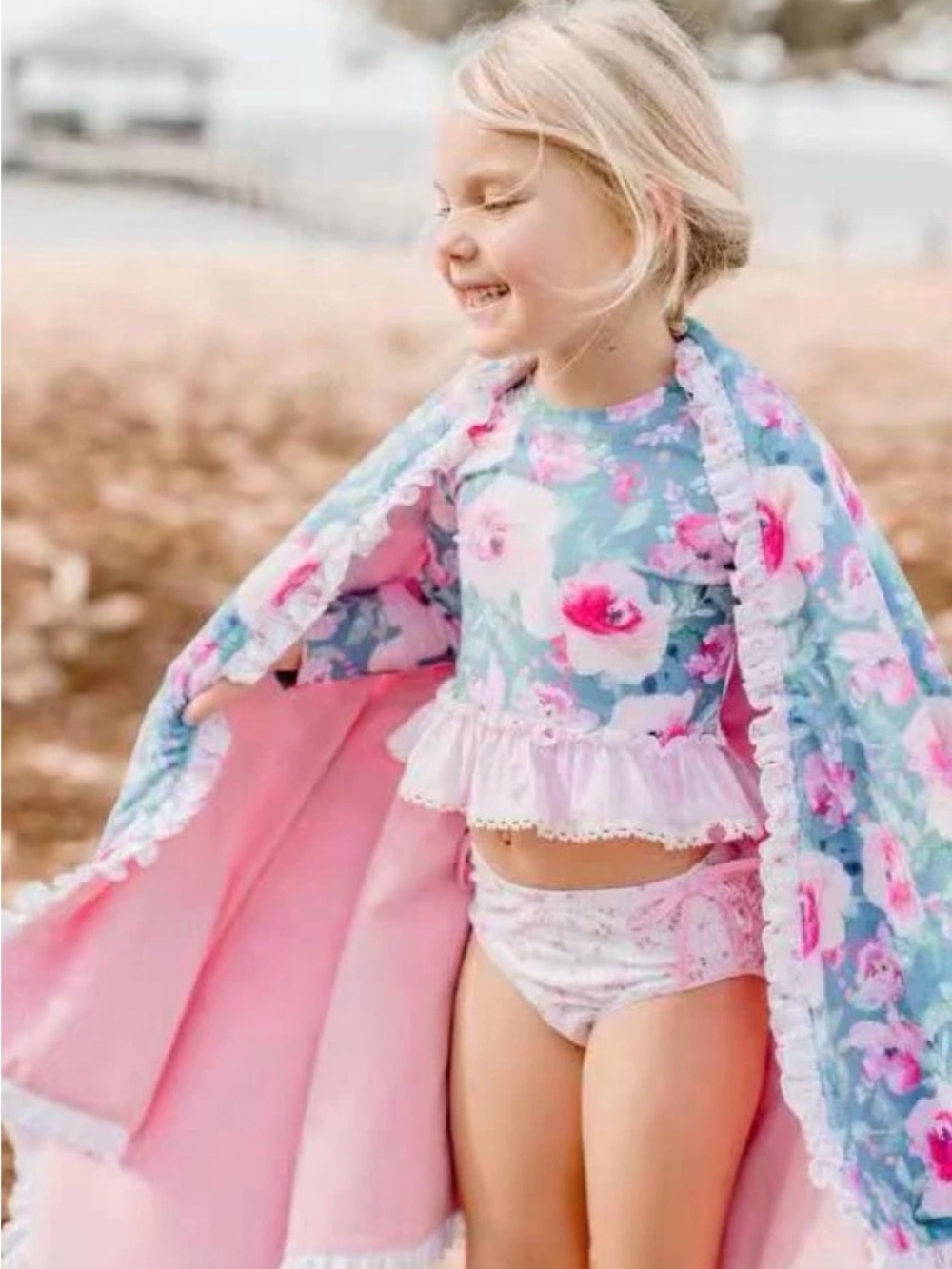 Cheeky Plum Girls' Floral Rashguard Set 4T